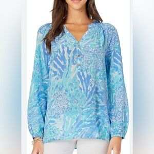 Lilly Pulitzer Aqua and Sky Blue Blouse